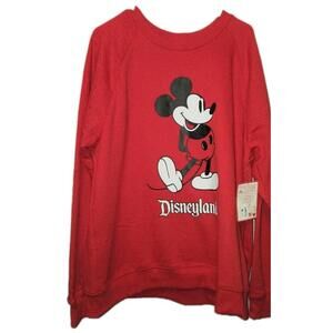 DISNEYLAND PARKS STANDING MICKEY MOUSE RED PULLOVER CREWNECK SWEATSHIRT SZ XL